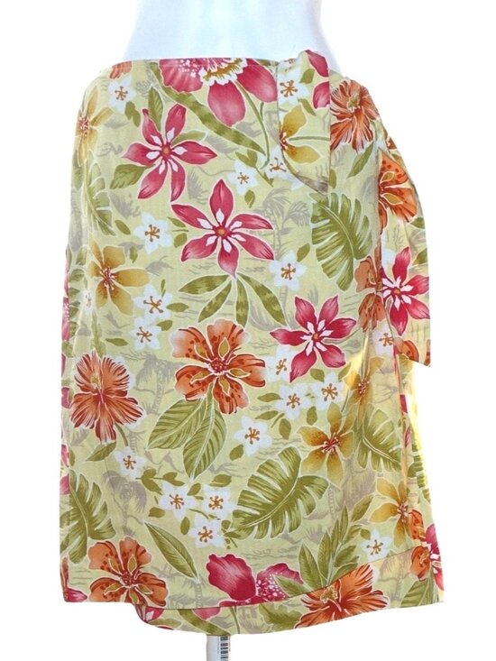 Coldwater Creek Hawaiian Skirt Blouse Womens S Small Outfit 2 Piece Set Hibiscus - Picture 3 of 10